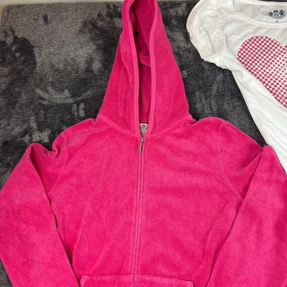 Vtg Juicy Couture Heart Tracksuit Terry 3 Piece Set Flare Pants Jacket M/L USA - Picture 3 of 16